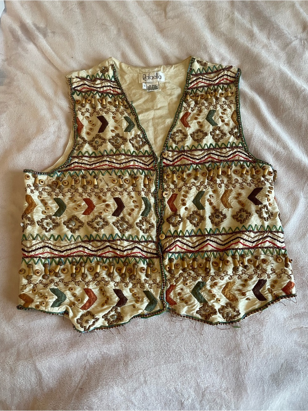 Rafaela Vintage 100% Silk Beaded Vest